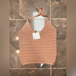 dh new York Crochet Halter Top in Tan